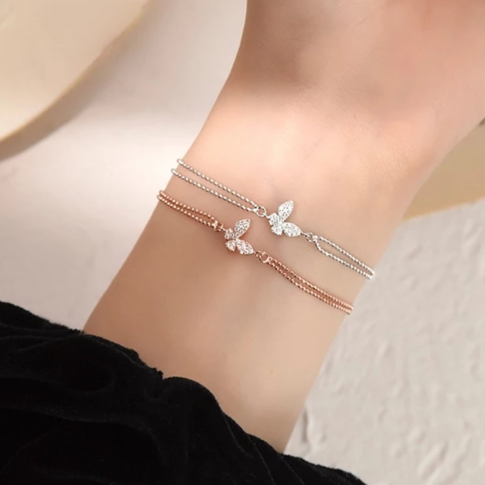 NEW 18K ROSE GOLD BUTTERFLY BRACELET, NICE BRACELET, CUTE BRACELET - Picture 2 of 4